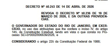 Couto revoga o último decreto de Cláudio Castro, que retirava medidas de preservação de Áreas de Proteção Ambiental do estado 62
