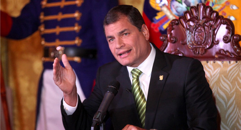 O Presidente equatoriano Rafael Correa anunciou a exploração de petróleo em Yasuní e ITT. Crédito: Ministério de Recursos Naturais Não Renováveis.