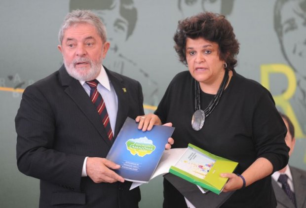 Lula e Izabella durante a apresentação dos números do desmatamento (foto Agência Brasil)