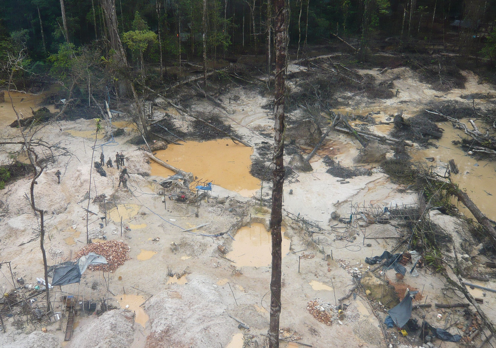 Mineração ilegal de ouro é registrada no coração do Parque Amazônico da Guiana. (Crédito: WWF Guianas)
