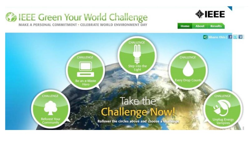 O site da IEEE com o desafio de tornar a vida de cada um mais sustentável (reprodução web)