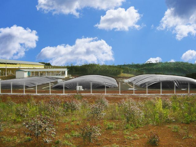 Esterco acumulado para coleta de biogás na Cooperativa Aurora (foto: Gter Energias Renováveis )