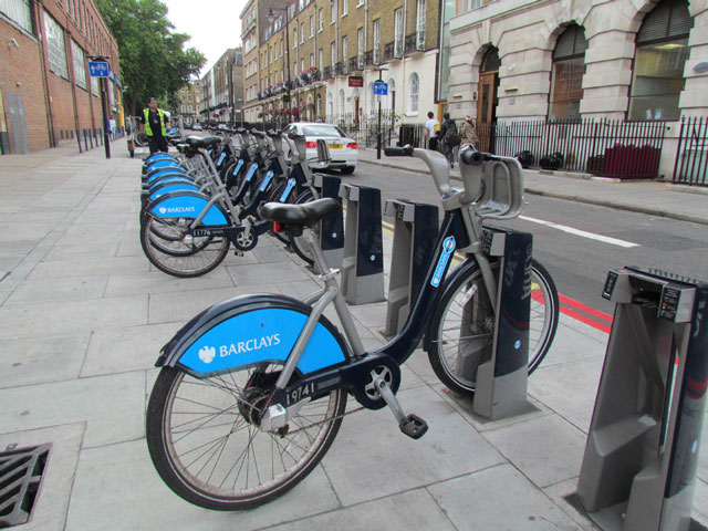 Barclays, as bicicletas de aluguel de Londres. Foto: Natália Garcia