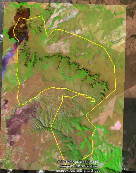  Imagem do satélite ResourceSat do dia 23 de agosto,                               Chapada dos Guimarães  (arte ((o))eco)