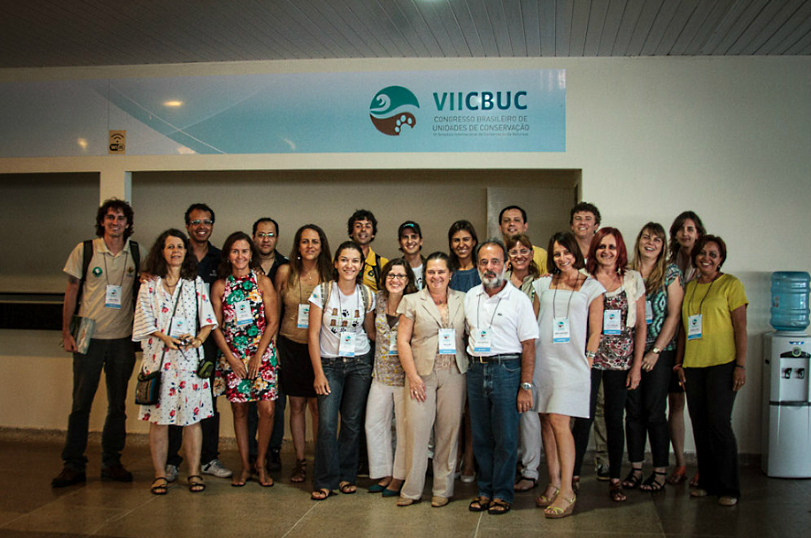 Representantes do ICMBio e de órgãos ambientais estaduais posam para a foto durante a VII edição do CBUC, em 2012, que aconteceu em Natal. Foto: Equipe ((o))eco.